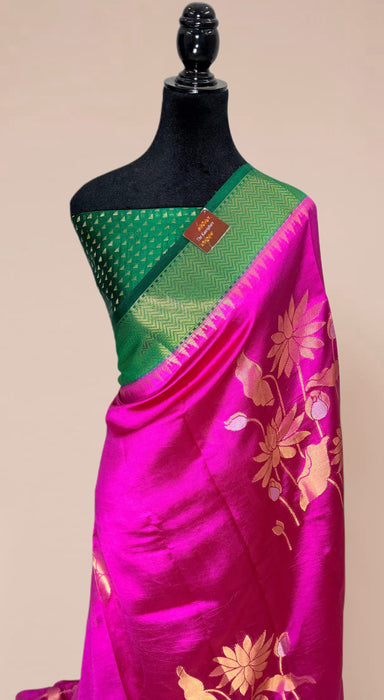 Rani Pure Raw Mango Banarasi Handloom Saree - Designer Buta