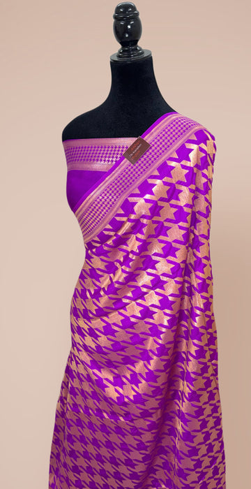 Purple Pure Mashru Banarasi Handloom Saree - Designer Saree