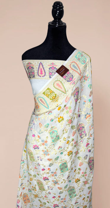 Khaddi Georgette Banarasi Handloom Saree - Designer Meenakari Jaal