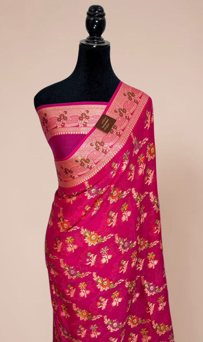 Rani Pure Khaddi Chiffon Banarasi Saree