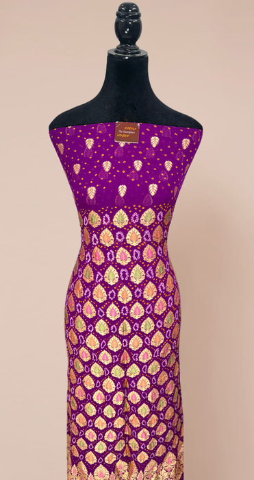 Pure Khaddi Georgette Banarasi Bandhani Suit - Meenakari