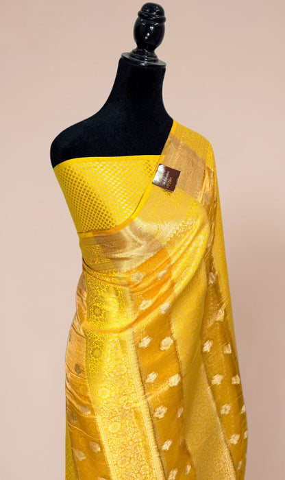 Yellow Pure Tissue Chiniya Banarasi Handloom Saree