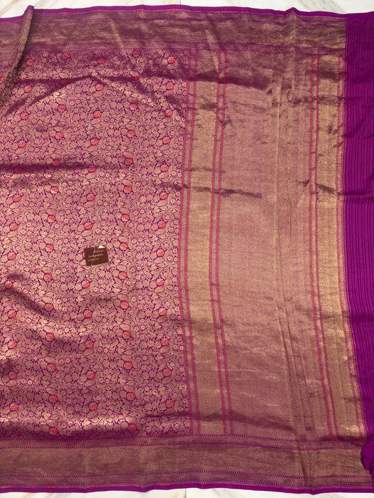 Magenta Pure Katan Banarasi Handloom Saree - Meenakari Brocade Work