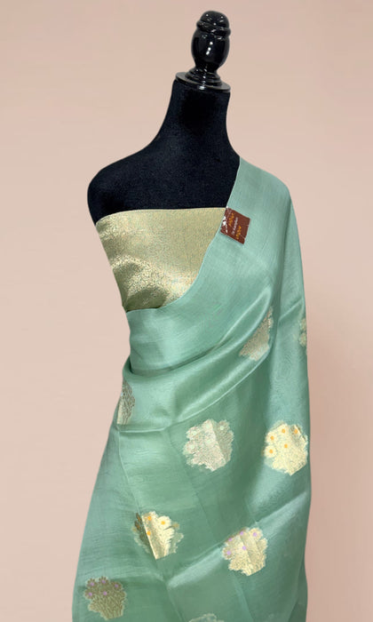 Pure Kora Banarasi Handloom Saree - Meenakari Motifs