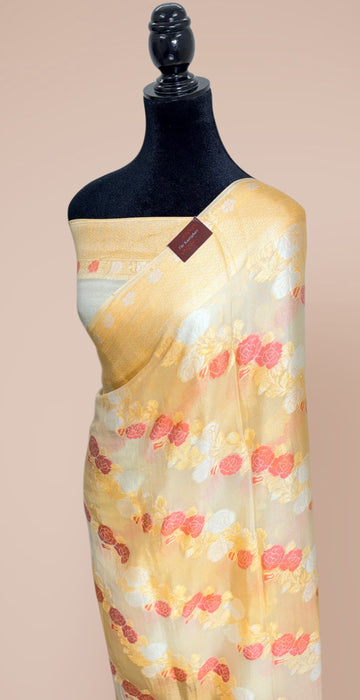 Rangkat Pure Khaddi Chiffon Banarasi Saree - Meenakari Work
