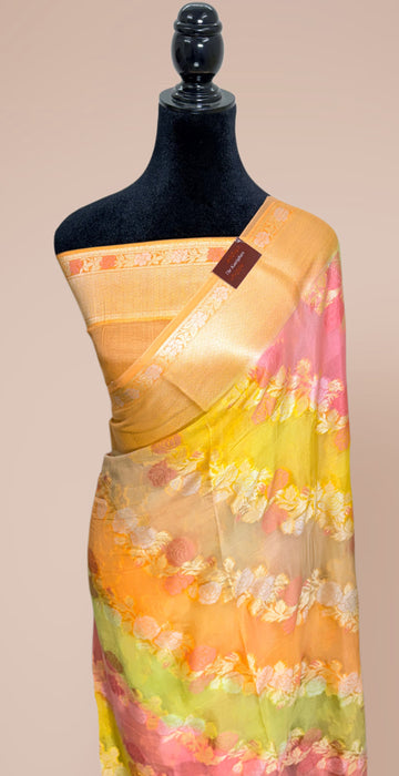 Rangkat Pure Khaddi Chiffon Banarasi Saree - Meenakari Work