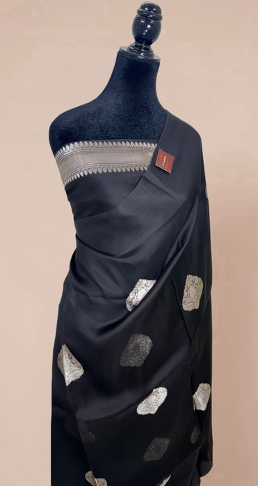 Black Pure Kora Organza Banarasi Handloom Saree
