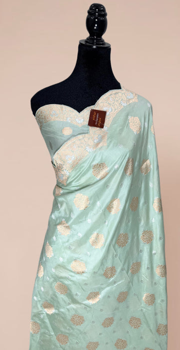 Pure Katan Sona Roopa Banarasi Handloom Saree - Designer Border