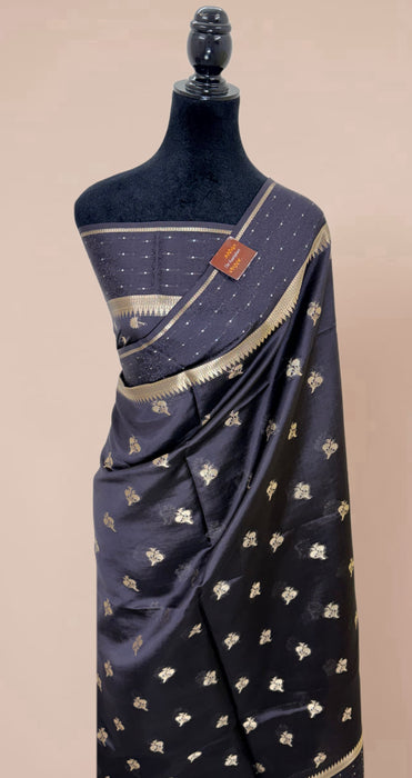 Black Pure Mango Katan Banarasi Handloom Saree