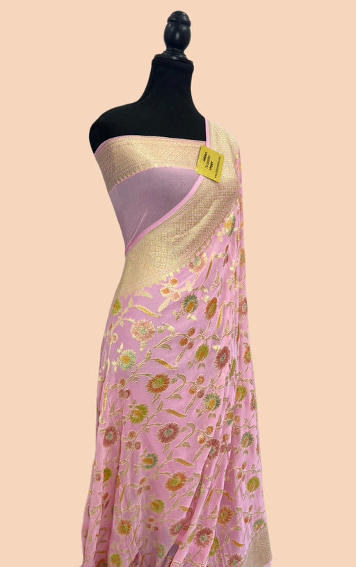 buy pink khaddi georgette saree online