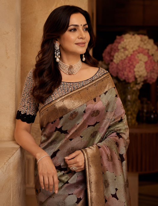 Black Pure Katan Banarasi Handloom Saree - Designer Tanchui Meenakari Work