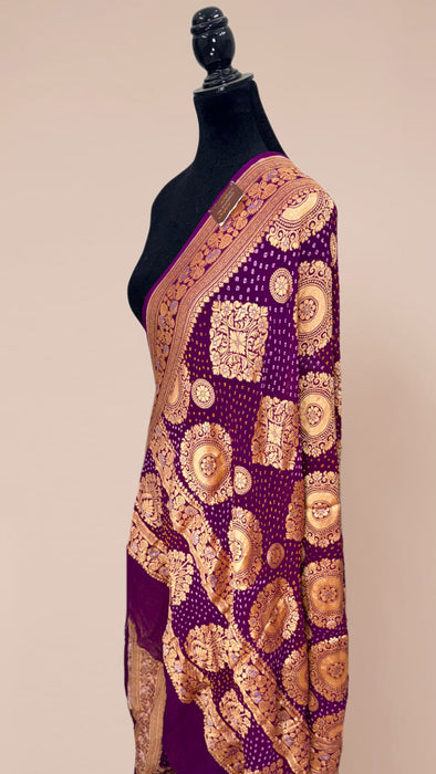 Pure Georgette Bandhani Banarasi Handloom Dupatta