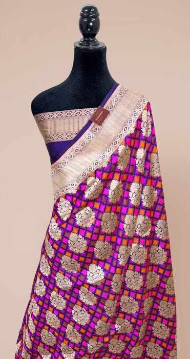 Pure Katan Banarasi Handloom Saree - Multi Meenakari