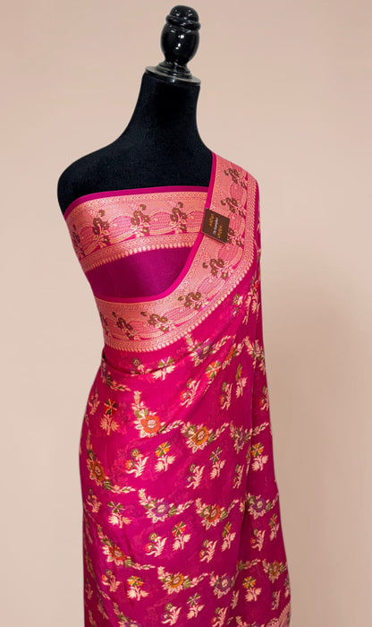 Rani Pure Khaddi Chiffon Banarasi Saree