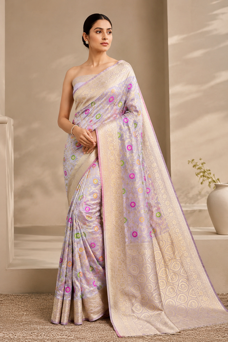 Pure Katan Banarasi Handloom Saree - Meenakari Jaal Work