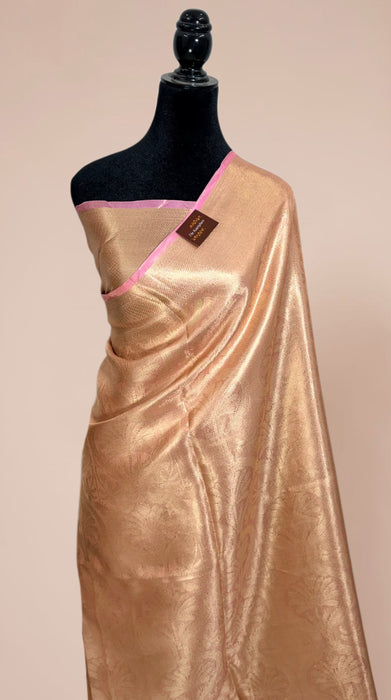 Pink Pure Banarasi Tissue Handloom Saree - Designer Brocade