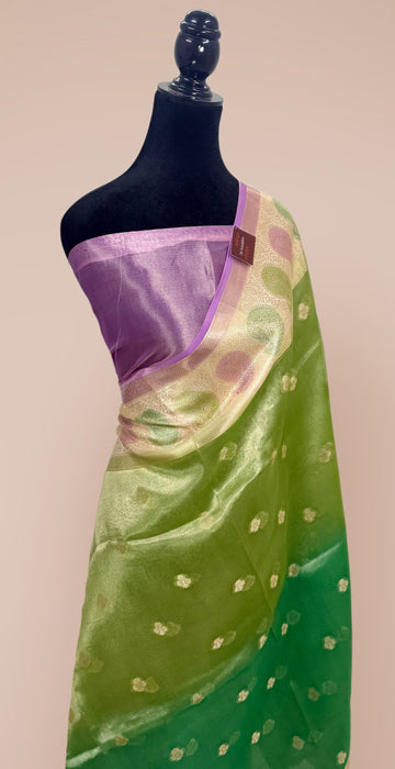 Pure Banarasi Tissue Handloom Saree - Hand filled Meenakari