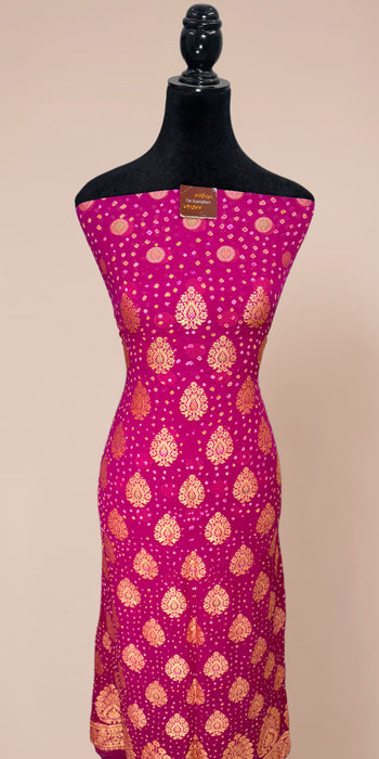 Rani Pure Khaddi Georgette Banarasi Bandhani Suit - Meenakari