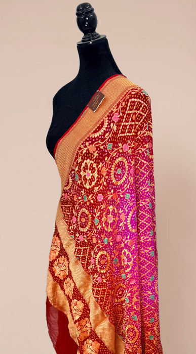 Pure Georgette Bandhani Banarasi Handloom Dupatta