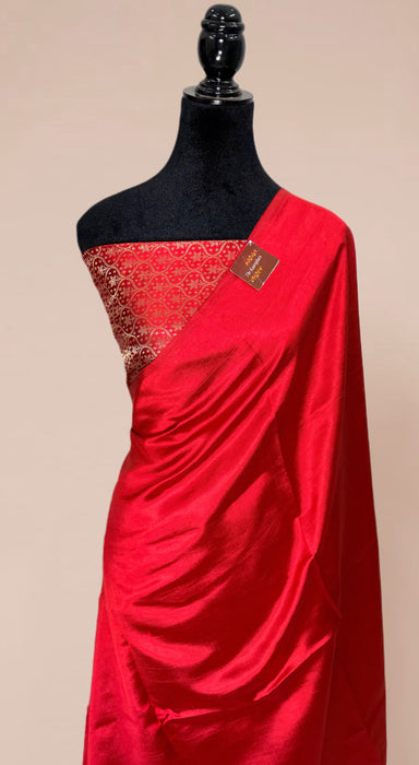 Red Pure Raw Mango Banarasi Handloom Saree