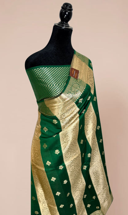 Green Pure Tissue Chiniya Banarasi Handloom Saree