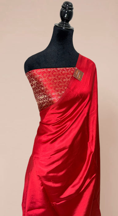 Red Pure Raw Mango Banarasi Handloom Saree
