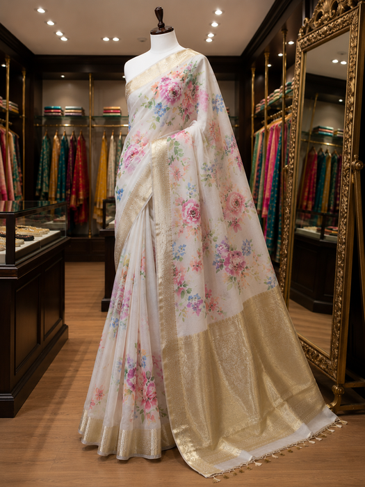 Pure Banarasi Organza Handloom Saree