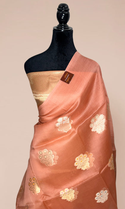 Pure Kora Banarasi Handloom Saree - Meenakari Motifs