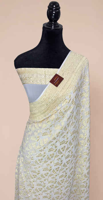 Pure Khaddi Georgette Banarasi Handloom Saree - Water Zari