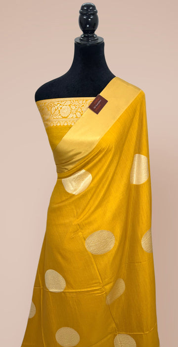 Mustard Pure Moonga Banarasi Handloom Saree - Designer Saree