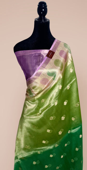 Pure Banarasi Tissue Handloom Saree - Hand filled Meenakari