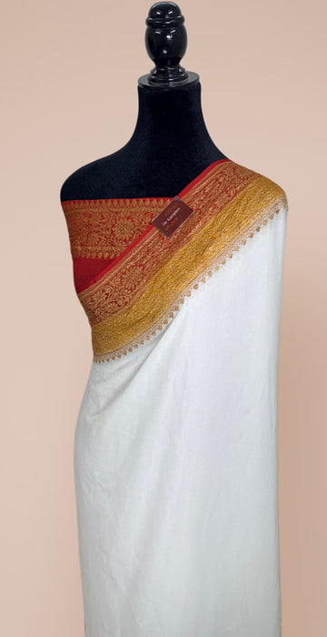 3D Khaddi Georgette Banarasi Handloom Saree - Antique Zari