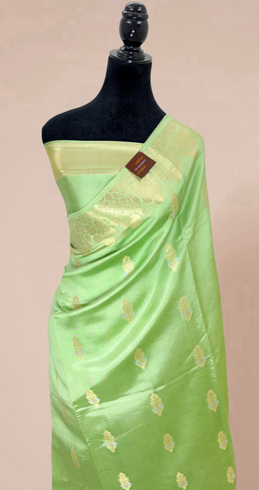 Green Pure Mango Katan Banarasi Handloom Saree