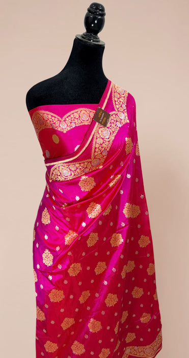Rani Pure Katan Sona Roopa Banarasi Handloom Saree - Designer Border