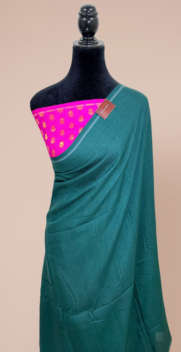 Bottle Green Pure Moonga Banarasi Handloom Saree - Designer Saree