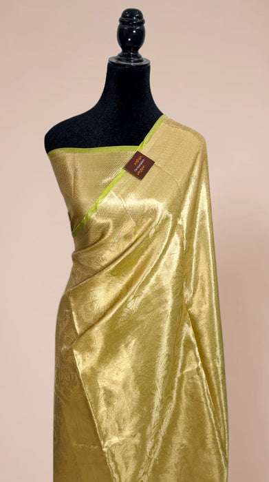 Hazel Green Pure Banarasi Tissue Handloom Saree - Designer Brocade