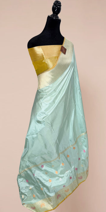 Pure Katan Banarasi Handloom Saree - Kadhiyal Meenakari Motifs
