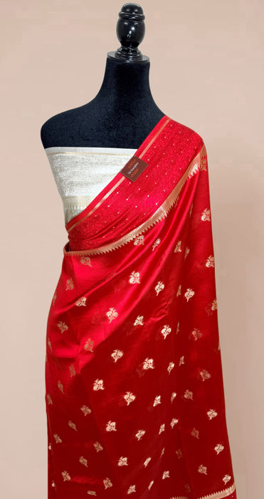 Red Pure Mango Katan Banarasi Handloom Saree