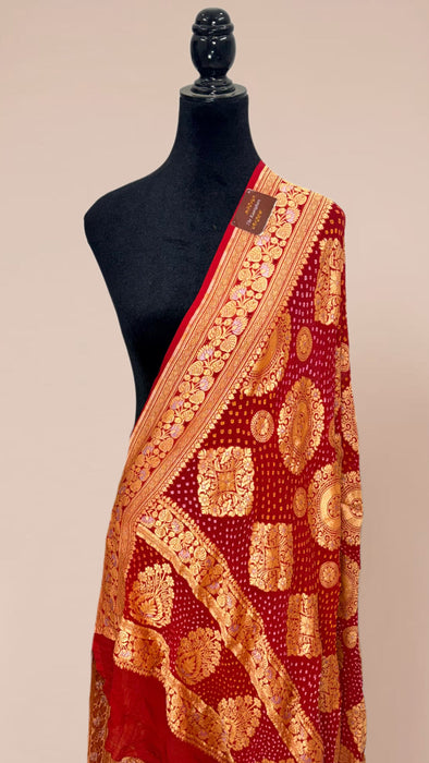 Pure Georgette Bandhani Banarasi Handloom Dupatta
