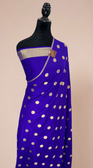 Royal Blue Pure Moonga Banarasi Handloom Saree - Designer Saree