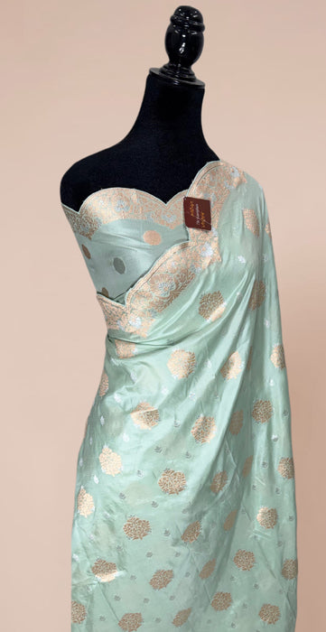 Pure Katan Sona Roopa Banarasi Handloom Saree - Designer Border