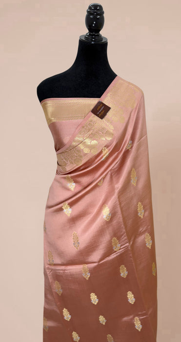 Copper Pink Pure Mango Katan Banarasi Handloom Saree
