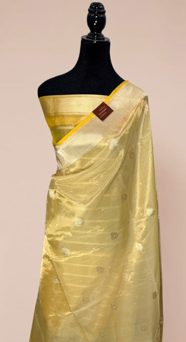 Pure Tissue Banarasi Handloom Saree - Kadhiyal Motifs
