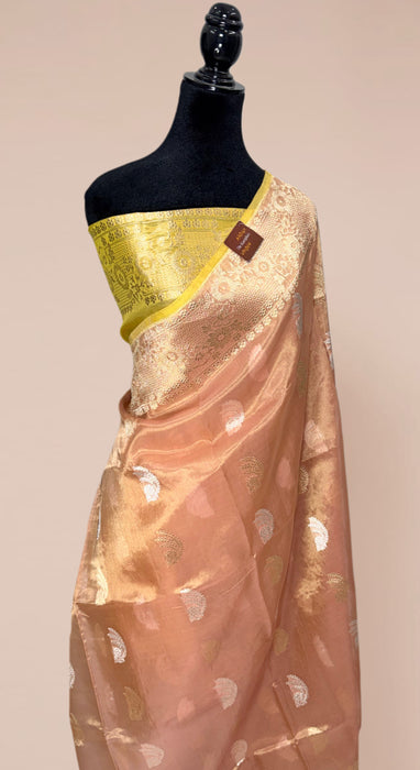 Pure Tissue Banarasi Handloom Saree - Kadhiyal Motifs