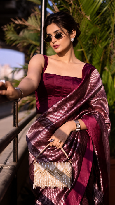 Pure Banarasi Tissue Handloom Saree - Designer Satin Border