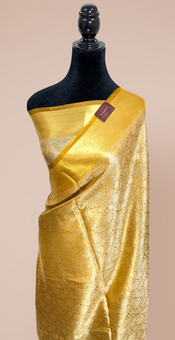 Gold Pure Banarasi Tissue Handloom Saree - Brocade