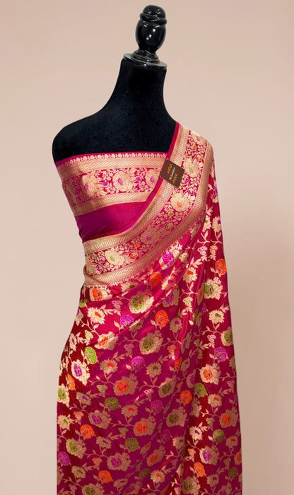 Rani Pure Katan Banarasi Handloom Saree - Meenakari Work