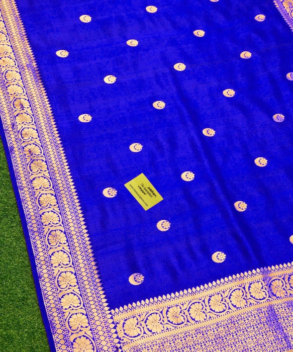 Shriya Pilgaonkar Blue Pure Katan Silk Banarasi Handloom Saree