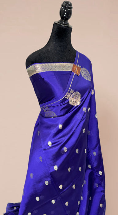 Navy Blue Pure Raw Mango Banarasi Handloom Saree