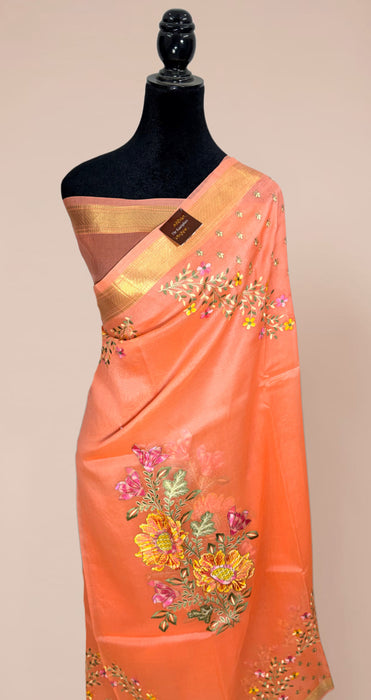 Pure Organza Banarasi Handloom Saree - Chikankari